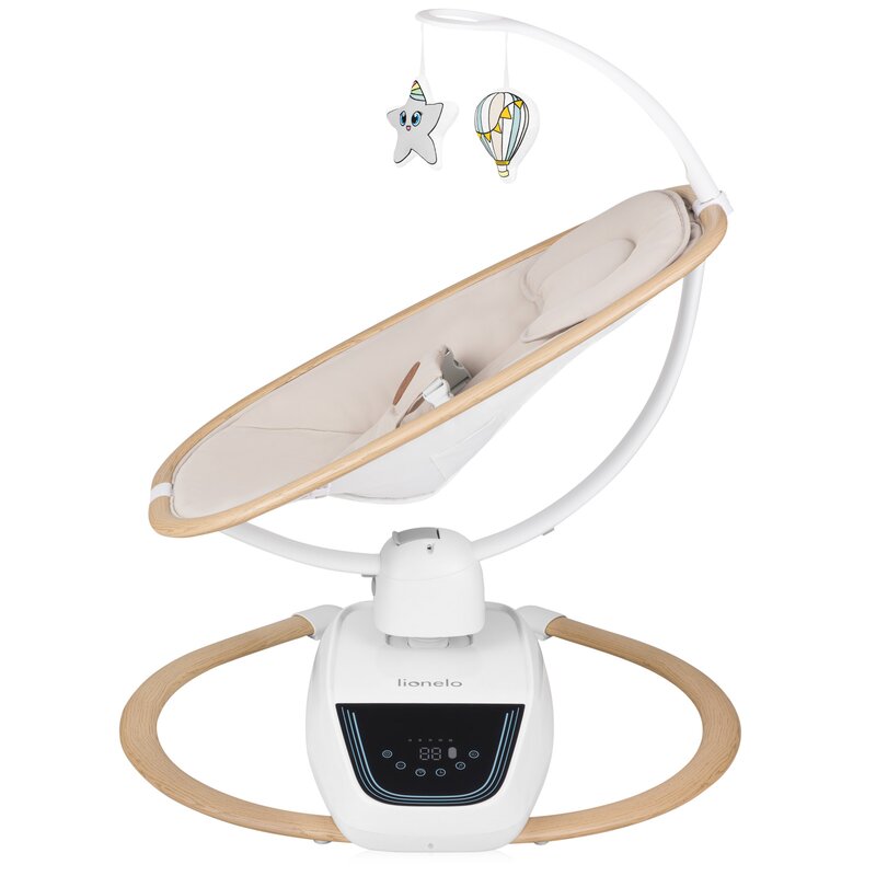 Balansoar si sezlong, Lionelo, Olivia, 2 in 1, Electric, Cu leganare 3D, 5 moduri de balansare in mai multe directii, Cu 13 melodii, Scaun pivotant la 180 grade, Reglabil, Cu arcada jucarii, Bej - gogobaby.ro