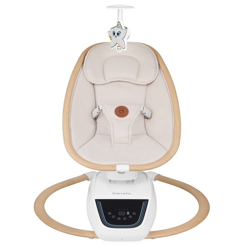 Balansoar si sezlong, Lionelo, Olivia, 2 in 1, Electric, Cu leganare 3D, 5 moduri de balansare in mai multe directii, Cu 13 melodii, Scaun pivotant la 180 grade, Reglabil, Cu arcada jucarii, Bej - gogobaby.ro