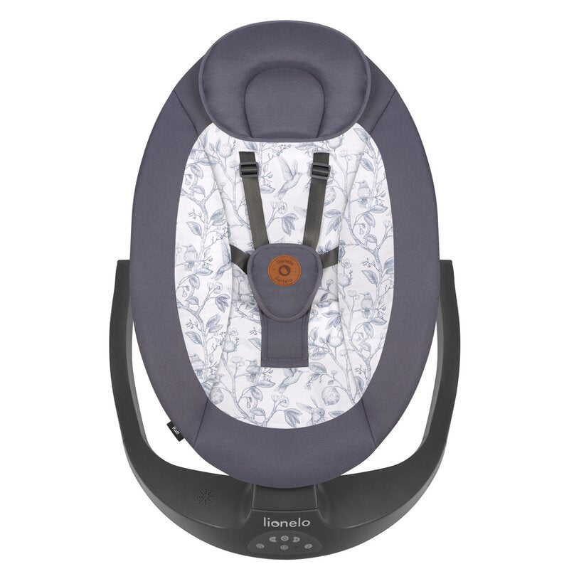 Balansoar si sezlong, Lionelo, Ralf, 2 in 1, Electric, Cu telecomanda si cablu USB, Cu miscare laterala de balansare si 5 niveluri diferite de viteza, Cu 12 melodii, Gri/Alb