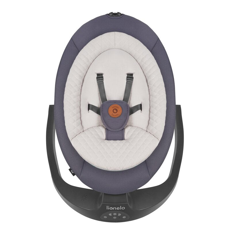 Balansoar si sezlong, Lionelo, Ralf, 2 in 1, Electric, Cu telecomanda si cablu USB, Cu miscare laterala de balansare si 5 niveluri diferite de viteza, Cu 12 melodii, Gri Grafit, Resigilat