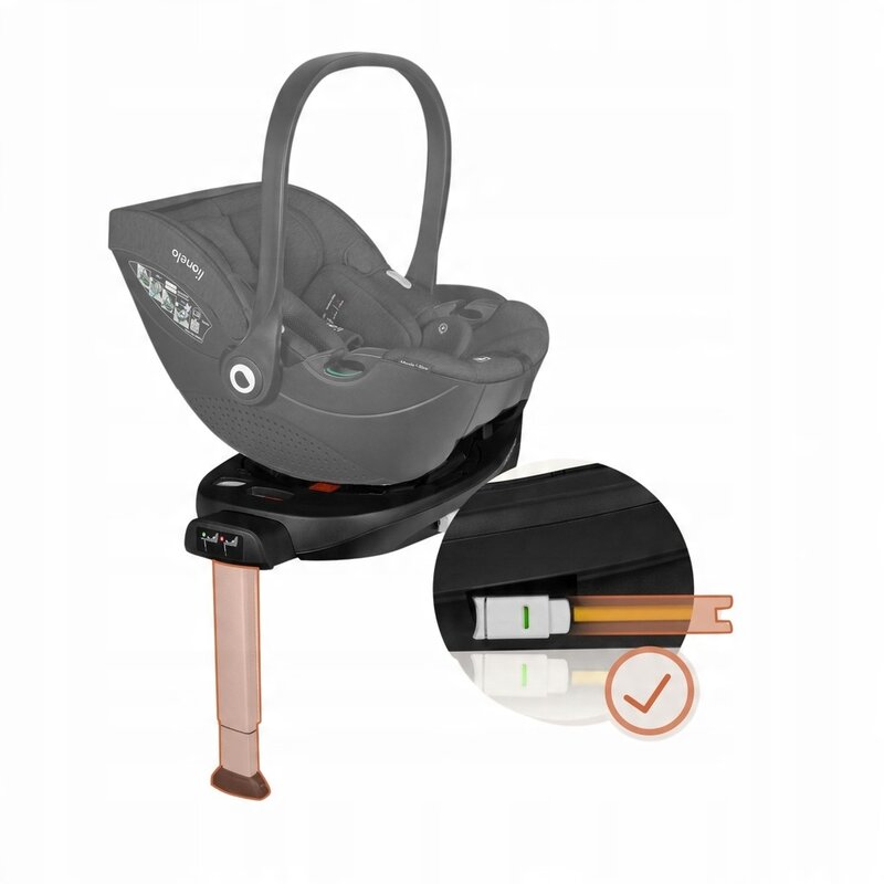 Baza scaun auto i-Size, Lionelo, Moxie, Rotativa 360, Cu isofix si picior stabilizator, Cu indicatori pentru instalare corecta, Negru - gogobaby.ro