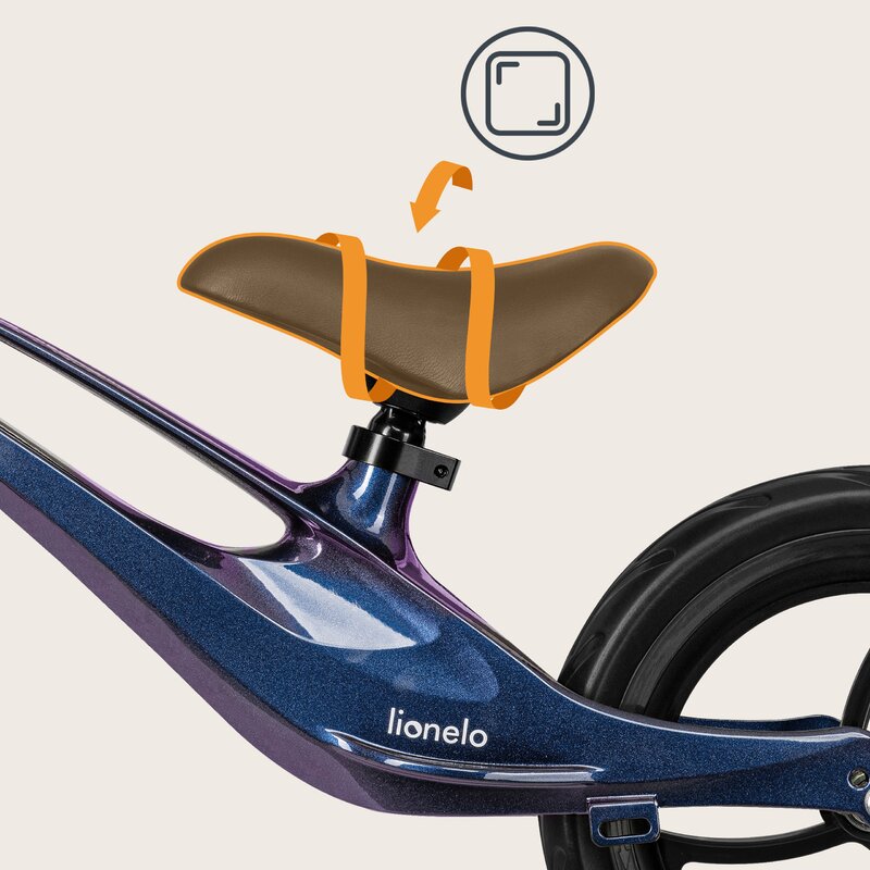Bicicleta fara pedale, Lionelo, Bart, Usoara, Cu cadru din magneziu, Cu ghidon si sa reglabile, Greutate 3 Kg, 12 inch, Conform cu standardul european de securitate EN71, Purple Amethyst - gogobaby.ro