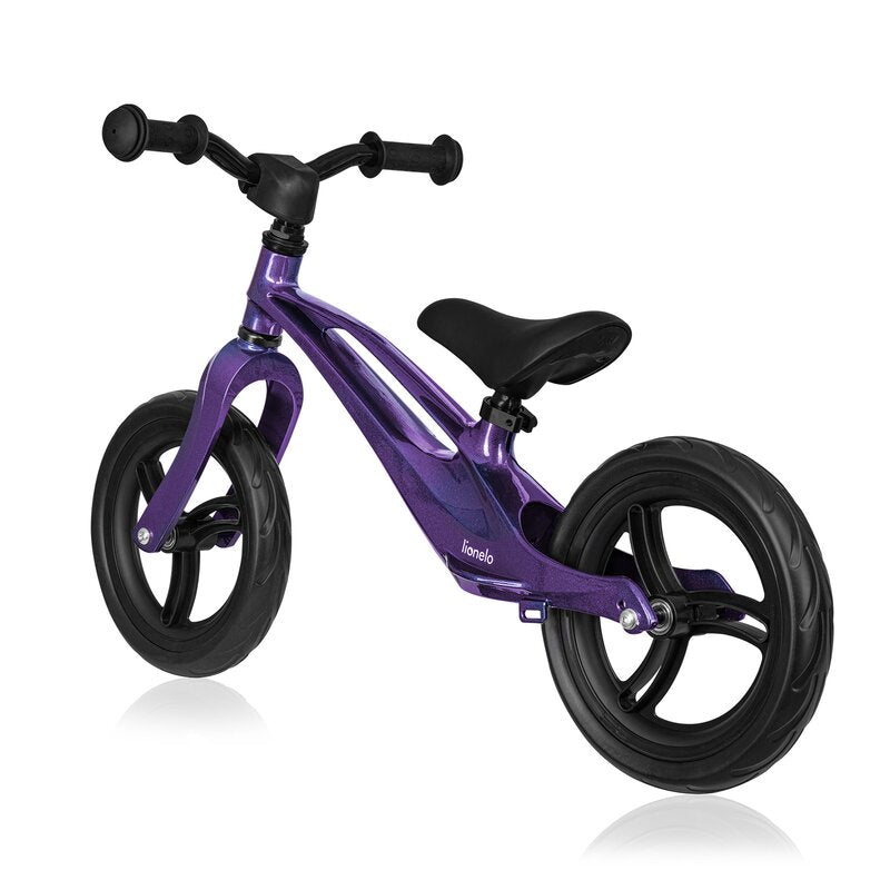 Bicicleta fara pedale, Lionelo, Bart, Usoara, Cu cadru din magneziu, Cu ghidon si sa reglabile, Greutate 3 Kg, 12 inch, Conform cu standardul european de securitate EN71, Purple Amethyst - gogobaby.ro