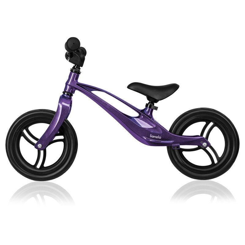 Bicicleta fara pedale, Lionelo, Bart, Usoara, Cu cadru din magneziu, Cu ghidon si sa reglabile, Greutate 3 Kg, 12 inch, Conform cu standardul european de securitate EN71, Purple Amethyst - gogobaby.ro