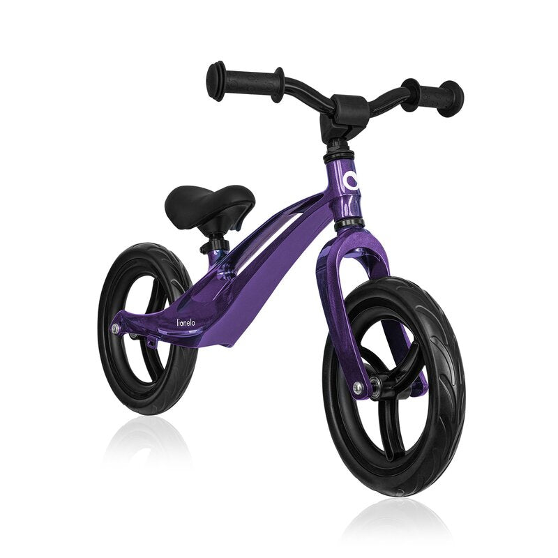 Bicicleta fara pedale, Lionelo, Bart, Usoara, Cu cadru din magneziu, Cu ghidon si sa reglabile, Greutate 3 Kg, 12 inch, Conform cu standardul european de securitate EN71, Purple Amethyst - gogobaby.ro