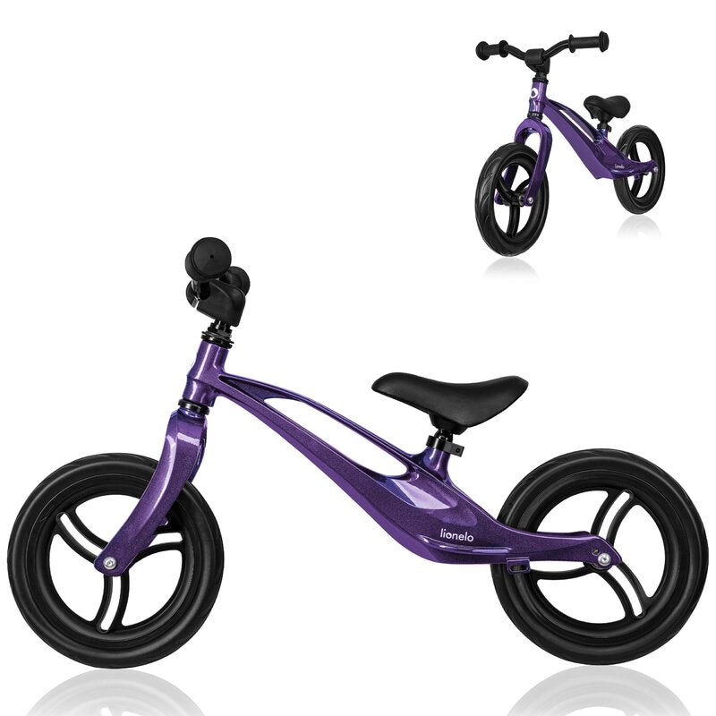 Bicicleta fara pedale, Lionelo, Bart, Usoara, Cu cadru din magneziu, Cu ghidon si sa reglabile, Greutate 3 Kg, 12 inch, Conform cu standardul european de securitate EN71, Purple Amethyst - gogobaby.ro