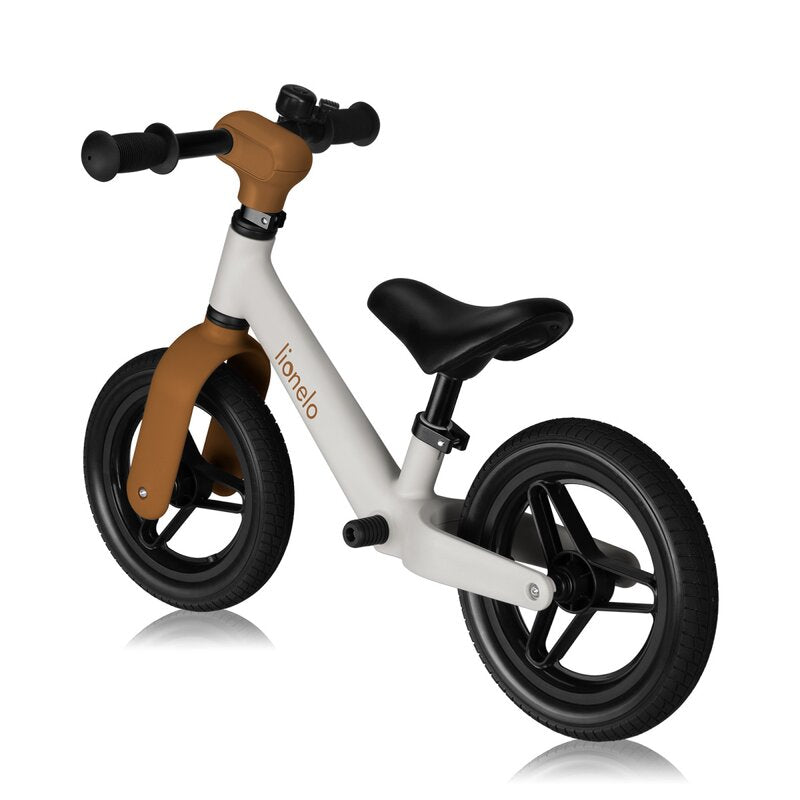 Bicicleta fara pedale, Lionelo, Toni, Cu ghidon si sa reglabile, Ultra usoara, 2.8 Kg, 18 luni+, Sustine 30 kg, Conform cu standardul EN71-1/2/3, Certificata TUV SUD, Bej - gogobaby.ro