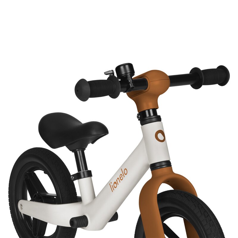 Bicicleta fara pedale, Lionelo, Toni, Cu ghidon si sa reglabile, Ultra usoara, 2.8 Kg, 18 luni+, Sustine 30 kg, Conform cu standardul EN71-1/2/3, Certificata TUV SUD, Bej - gogobaby.ro