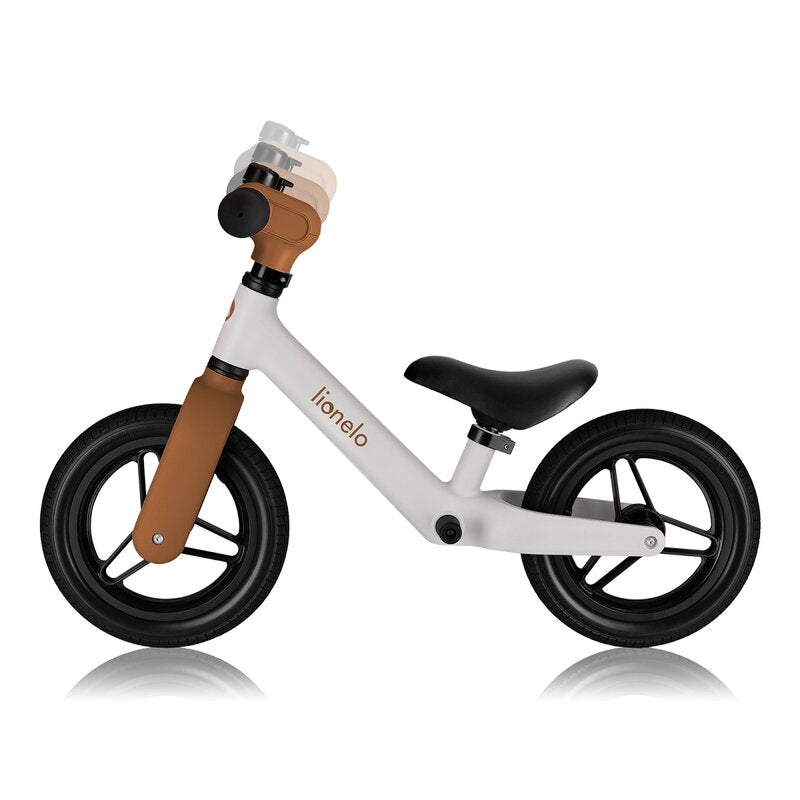 Bicicleta fara pedale, Lionelo, Toni, Cu ghidon si sa reglabile, Ultra usoara, 2.8 Kg, 18 luni+, Sustine 30 kg, Conform cu standardul EN71-1/2/3, Certificata TUV SUD, Bej - gogobaby.ro