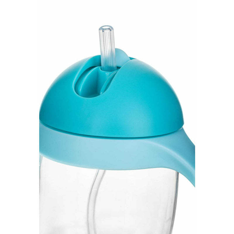 Cana de apa, Bocioland, Cu pai si manere, 300 ml, 6 luni+, Blue - gogobaby.ro