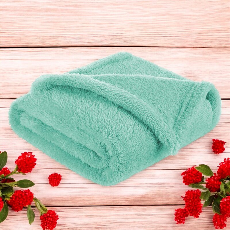 Paturica pufoasa, Bocioland, Pentru copii, Din fleece, Dimensiune mare 80 x 100 cm, Mint - gogobaby.ro