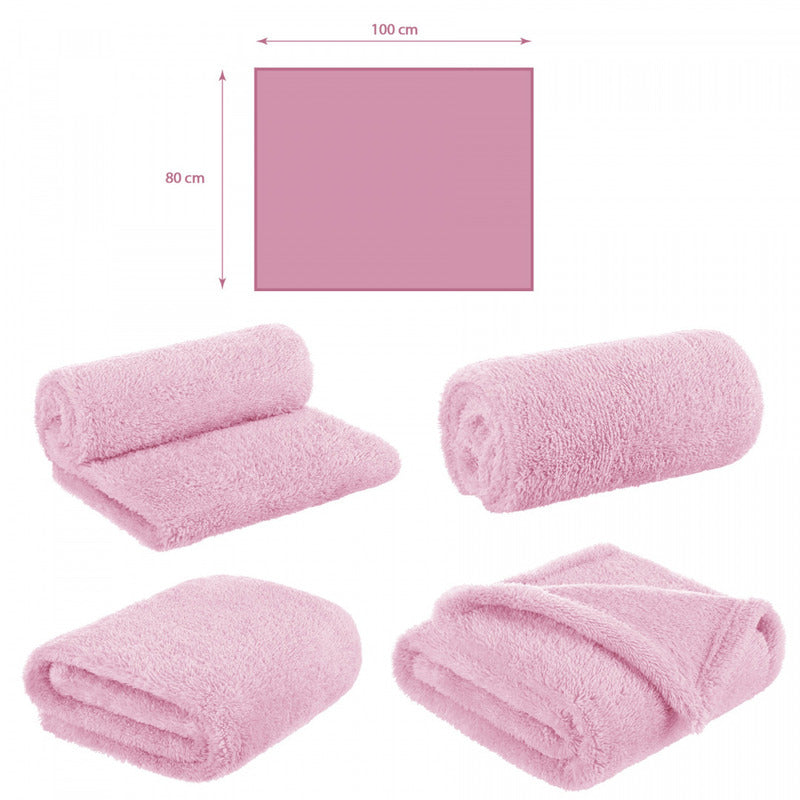Paturica pufoasa, Bocioland, Pentru copii, Din fleece, Dimensiune mare 80 x 100 cm, Pink - gogobaby.ro