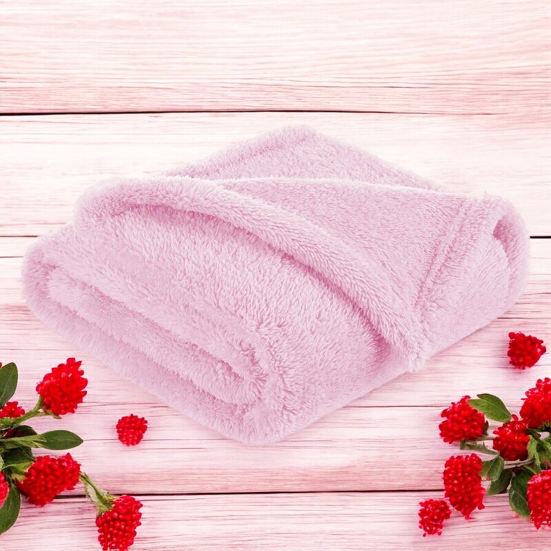 Paturica pufoasa, Bocioland, Pentru copii, Din fleece, Dimensiune mare 80 x 100 cm, Pink - gogobaby.ro