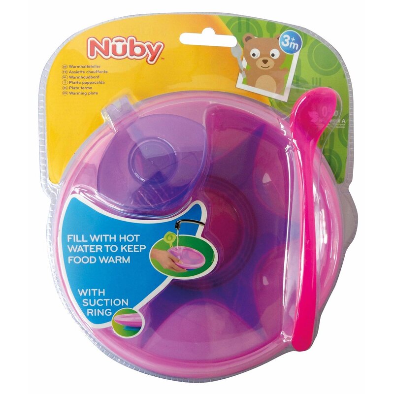 Bol, Nuby, Cu ventuza, rezervor si lingura, Pentru a mentine alimentele calde, Sigur pentru masina de spalat vase si microunde, 400 ml, 3 luni+, Blue - gogobaby.ro