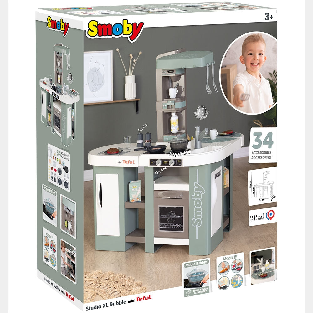 Bucatarie Smoby Tefal Studio XL Bubble albastru cu accesorii - gogobaby.ro