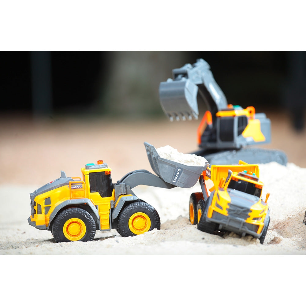 Buldozer Dickie Toys Volvo Wheel Loader 23 cm cu lumini si sunete - gogobaby.ro