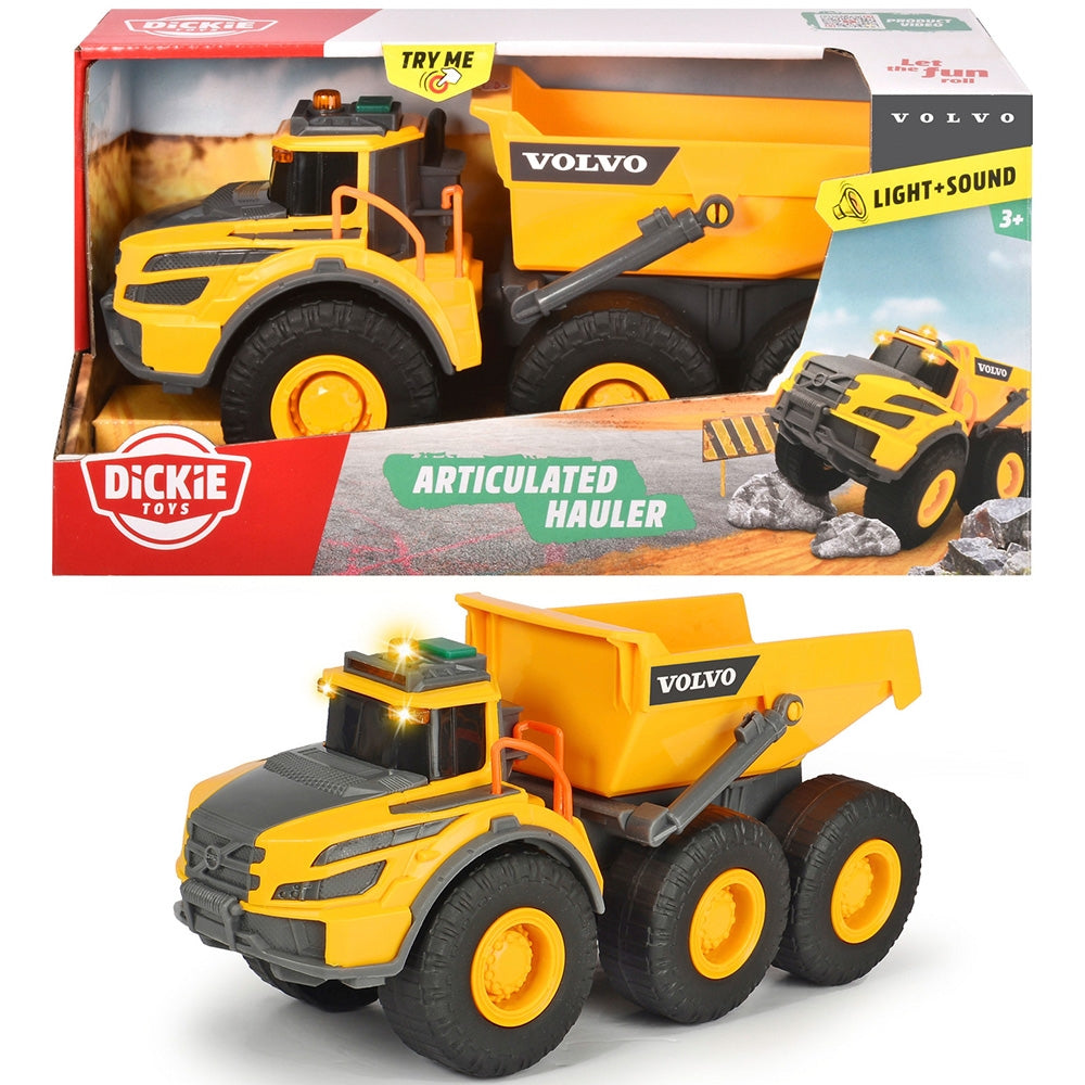 Camion basculant Dickie Toys Volvo Articulated Hauler 23 cm cu lumini si sunete - gogobaby.ro
