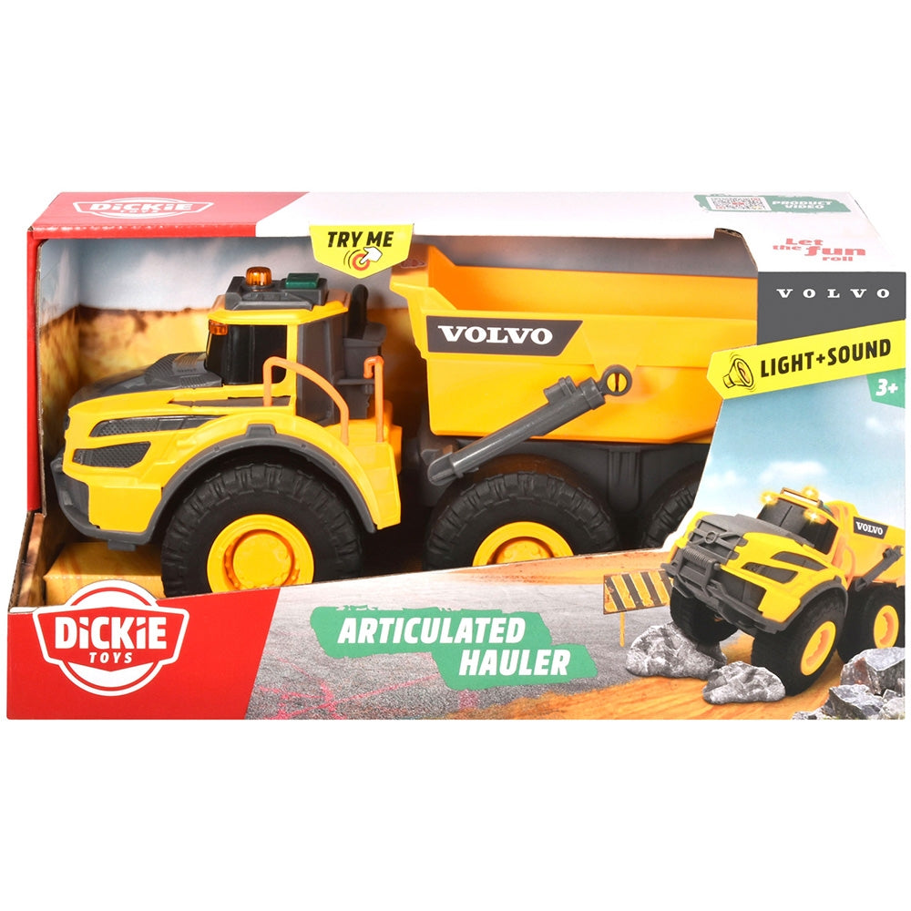 Camion basculant Dickie Toys Volvo Articulated Hauler 23 cm cu lumini si sunete - gogobaby.ro