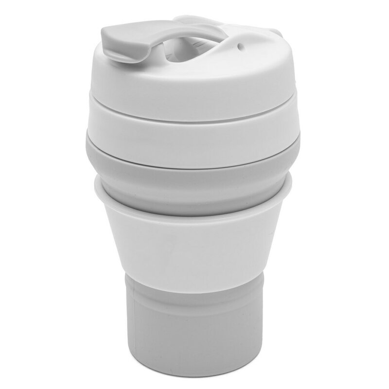 Canuta pliabila, New Baby, Poate fi agatata la carucior, rucsac sau geanta, Perfecta pentru calatorii, Din silicon, Fara BPA, Capacitate 350 ml, Grey - gogobaby.ro
