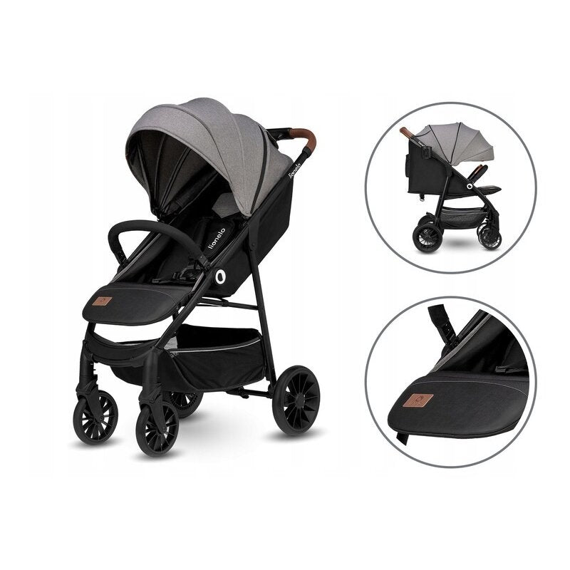 Carucior sport, Lionelo, Zoey, De la nastere, Cu accesorii, Cadru din aluminiu, 0- 15 kg, Conform cu standardul european de securitate EN1888-1, Gri