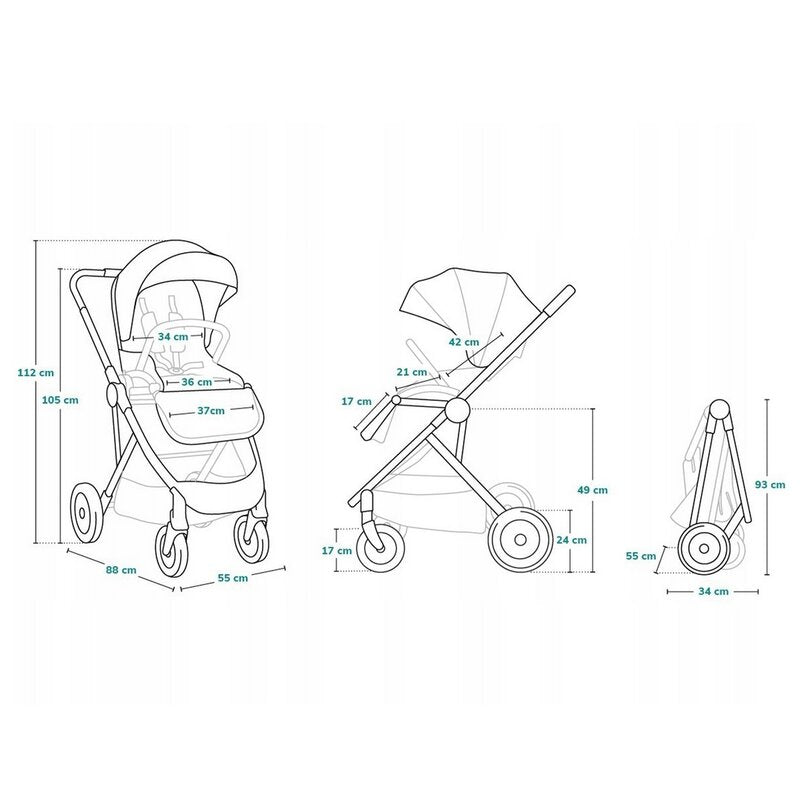 Carucior sport, Lionelo, Zoey, De la nastere, Cu accesorii, Cadru din aluminiu, 0- 15 kg, Conform cu standardul european de securitate EN1888-1, Gri