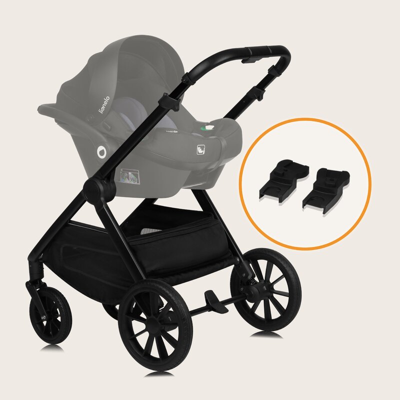Carucior 2 in 1, Lionelo, Layla, Pana la 22 kg, Cadru aluminiu, Cu landou intarit si salteluta din spuma AirDots, Reversibil, Cu ventilatie 3D, Cu accesorii, EN1888-1, EN1888-2, EN1466, Negru - gogobaby.ro