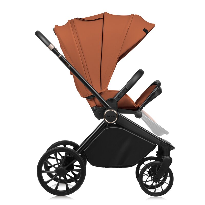 Carucior 2 in 1, Lionelo, Mika Plus, Cadru din aluminiu, Cu landou intarit si salteluta moale, Reversibil, Cu sistem de ventilatie 3D, Cu accesorii, Pana la 22 kg, Conform cu EN1888-1 EN1888-2, EN1466, Maro - gogobaby.ro