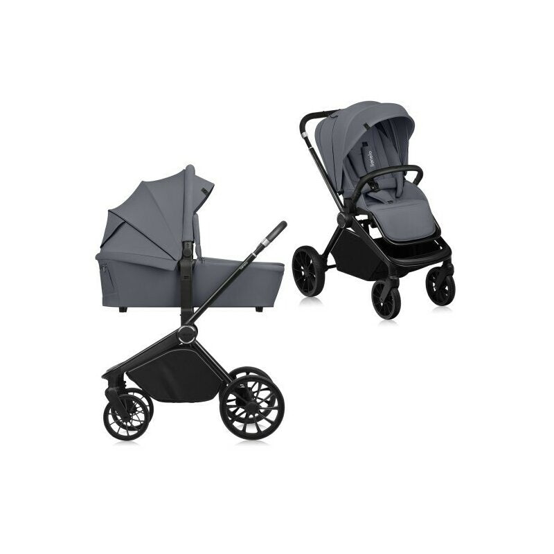 Carucior 2 in 1, Lionelo, Mika Plus, Cadru din aluminiu, Cu landou intarit si salteluta moale, Reversibil, Cu sistem de ventilatie 3D, Cu accesorii, Pana la 22 kg, Conform cu EN1888-1 EN1888-2, EN1466, Gri - gogobaby.ro