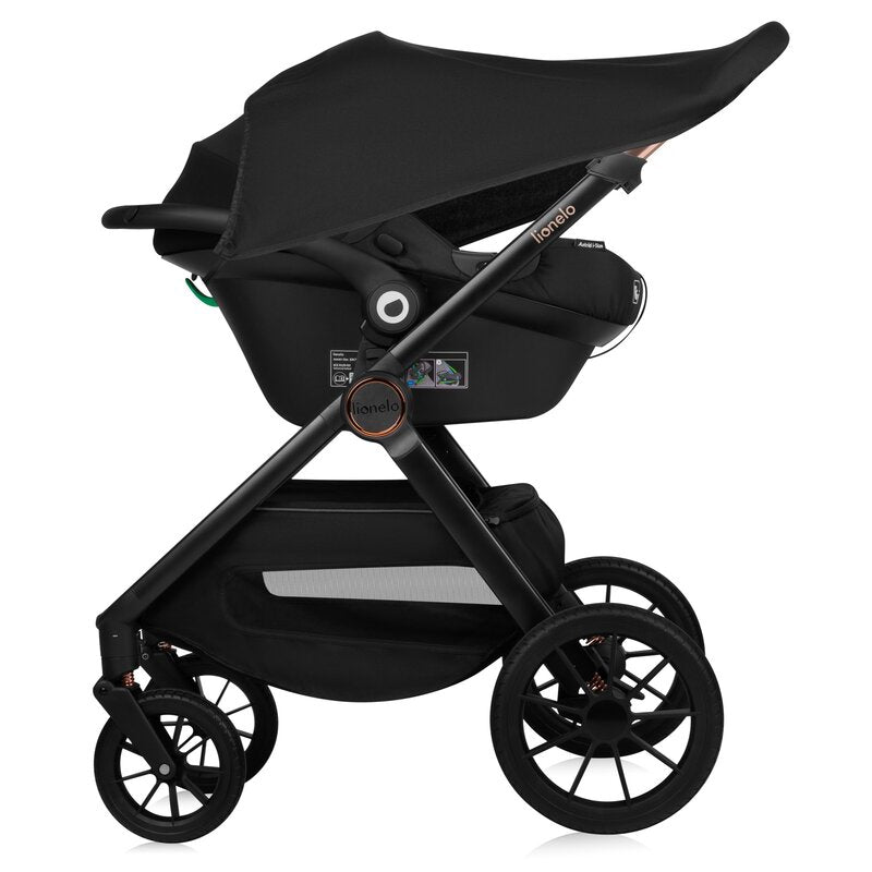 Carucior 3 in 1, Lionelo, Layla, Pana la 22 kg, Cadru aluminiu, Cu landou intarit si salteluta din spuma AirDots, Cu scoica auto testata ADAC, Reversibil, Cu ventilatie 3D, Cu accesorii, EN1888-1, EN1888-2, EN1466, Maro - gogobaby.ro