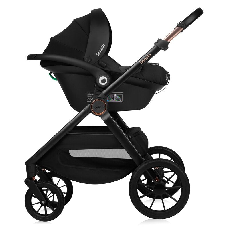 Carucior 3 in 1, Lionelo, Layla, Pana la 22 kg, Cadru aluminiu, Cu landou intarit si salteluta din spuma AirDots, Cu scoica auto testata ADAC, Reversibil, Cu ventilatie 3D, Cu accesorii, EN1888-1, EN1888-2, EN1466, Maro - gogobaby.ro