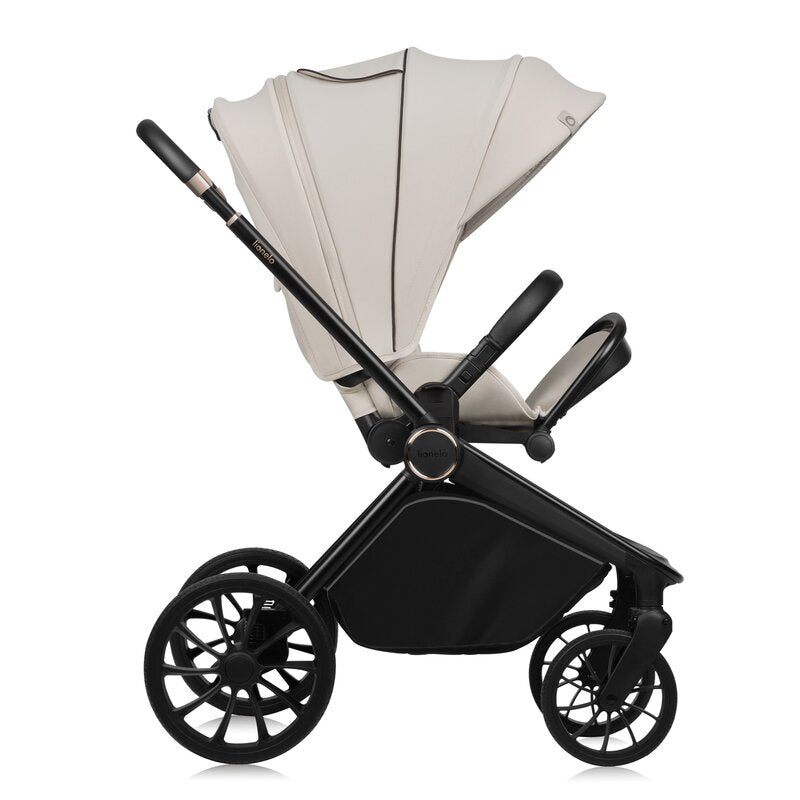 Carucior 3 in 1, Lionelo, Mika Plus, Cadru din aluminiu, Cu landou intarit si salteluta moale, Cu scoica auto testata ADAC, Reversibil, Cu sistem de ventilatie 3D, Cu accesorii, Pana la 22 kg, EN1888-1 EN1888-2 EN1466 ECE R129, Bej - gogobaby.ro