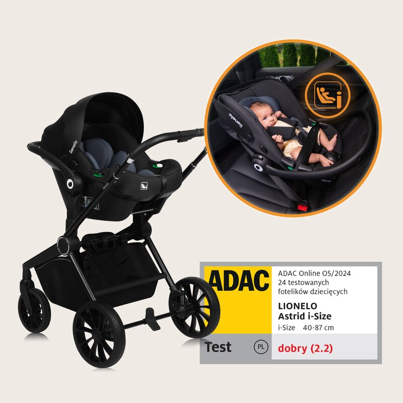 Carucior 3 in 1, Lionelo, Mika Plus, Cadru din aluminiu, Cu landou intarit si salteluta moale, Cu scoica auto testata ADAC, Reversibil, Cu sistem de ventilatie 3D, Cu accesorii, Pana la 22 kg, EN1888-1 EN1888-2 EN1466 ECE R129, Gri - gogobaby.ro