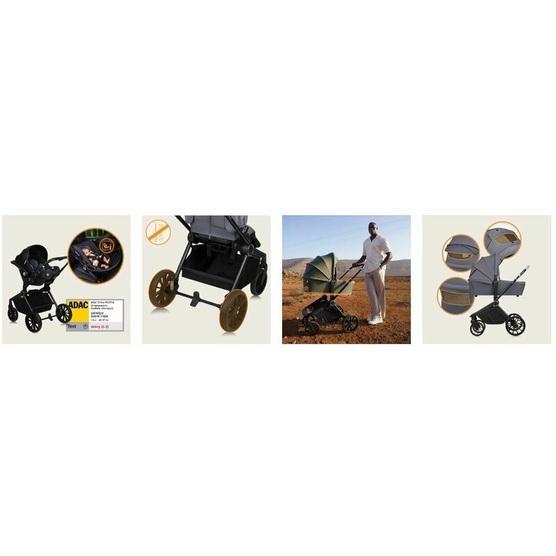 Carucior 3 in 1, Lionelo, Mika Plus, Cadru din aluminiu, Cu landou intarit si salteluta moale, Cu scoica auto testata ADAC, Reversibil, Cu sistem de ventilatie 3D, Cu accesorii, Pana la 22 kg, EN1888-1 EN1888-2 EN1466 ECE R129, Gri - gogobaby.ro