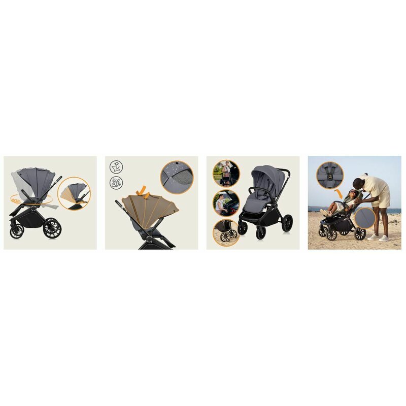 Carucior 3 in 1, Lionelo, Mika Plus, Cadru din aluminiu, Cu landou intarit si salteluta moale, Cu scoica auto testata ADAC, Reversibil, Cu sistem de ventilatie 3D, Cu accesorii, Pana la 22 kg, EN1888-1 EN1888-2 EN1466 ECE R129, Gri - gogobaby.ro