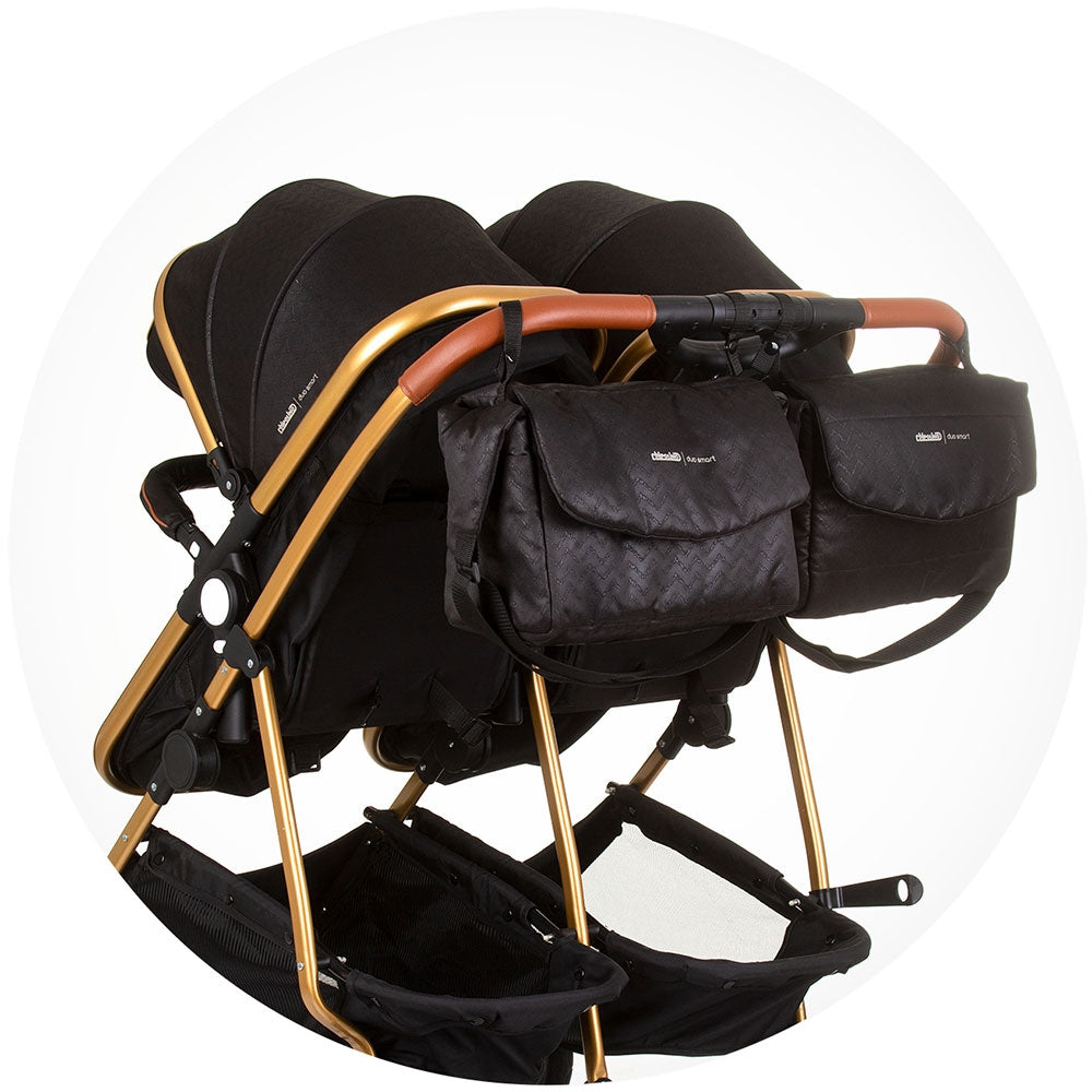 Carucior gemeni Chipolino Duo Smart 2 in 1 obsidian gold - gogobaby.ro