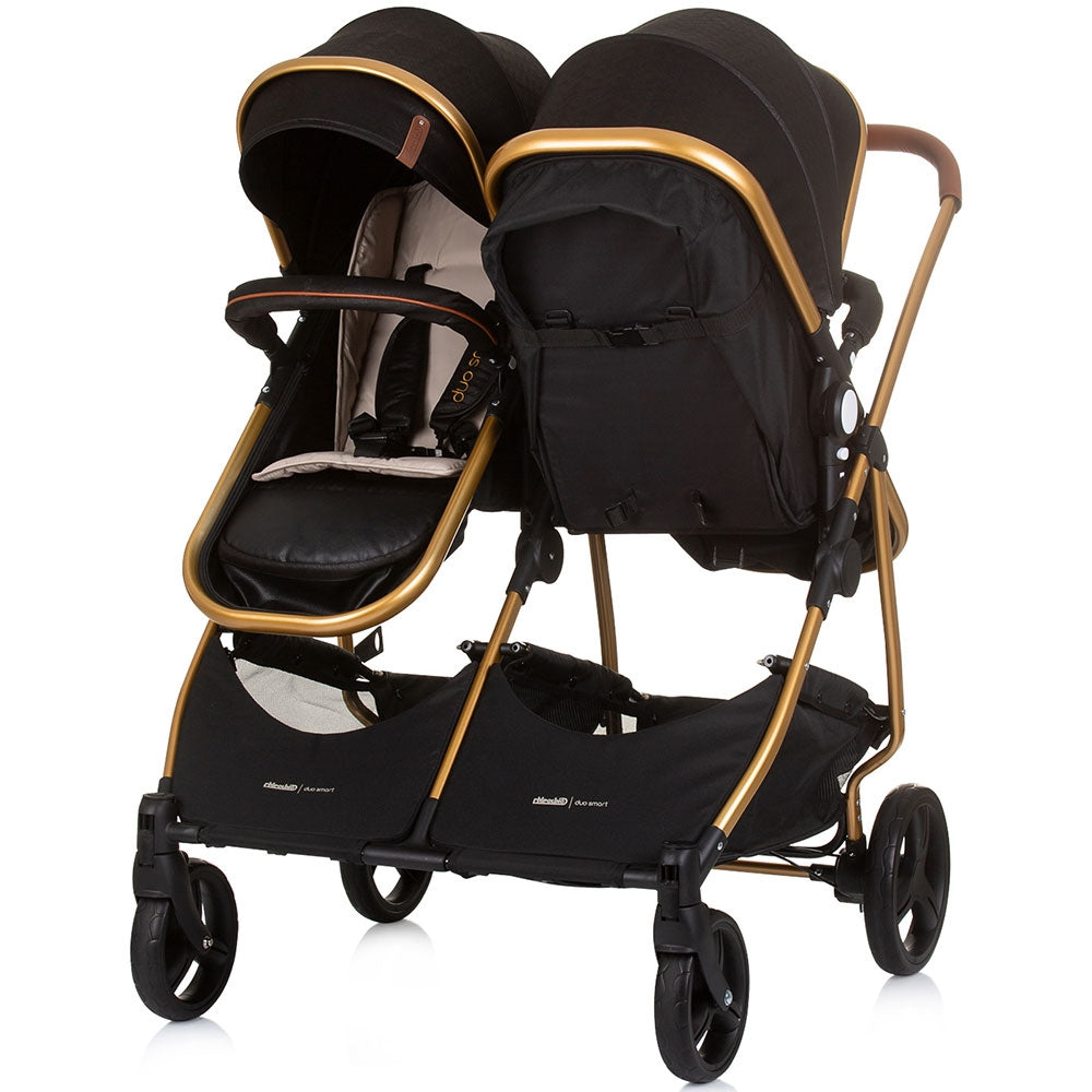 Carucior gemeni Chipolino Duo Smart 2 in 1 obsidian gold - gogobaby.ro
