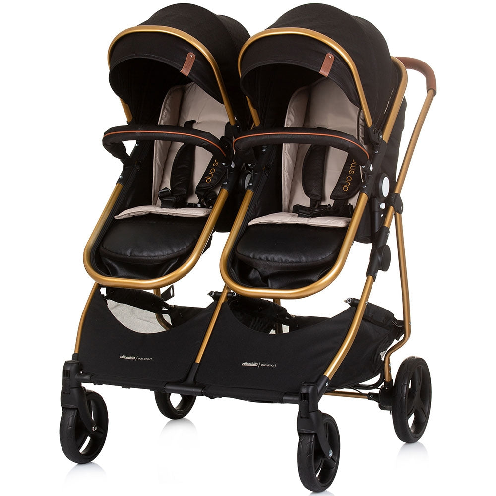 Carucior gemeni Chipolino Duo Smart 2 in 1 obsidian gold - gogobaby.ro