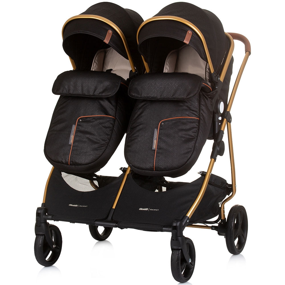 Carucior gemeni Chipolino Duo Smart 2 in 1 obsidian gold - gogobaby.ro