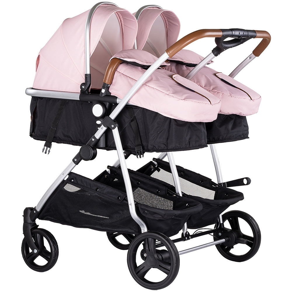 Carucior gemeni Chipolino Duo Smart 2 in 1 pink marshmallow - gogobaby.ro