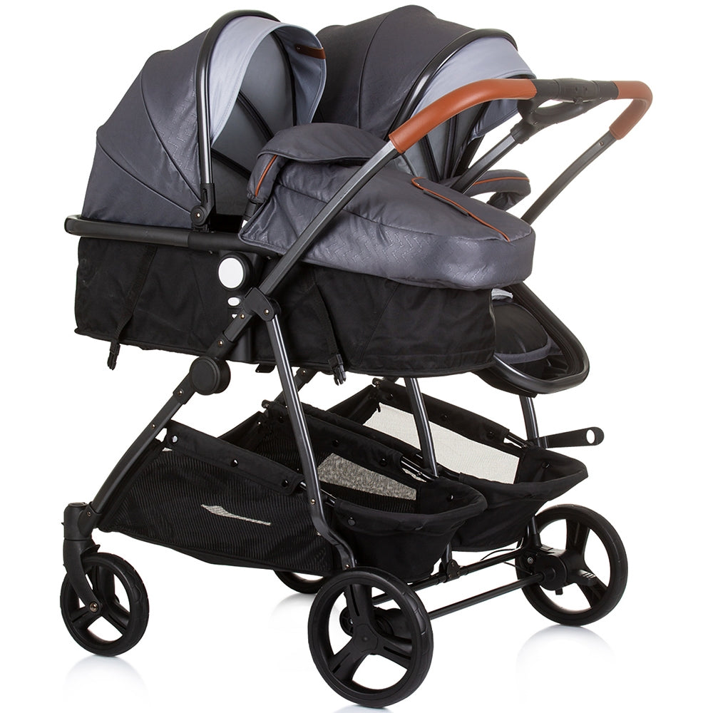 Carucior gemeni Chipolino Duo Smart 2 in 1 silver grey - gogobaby.ro