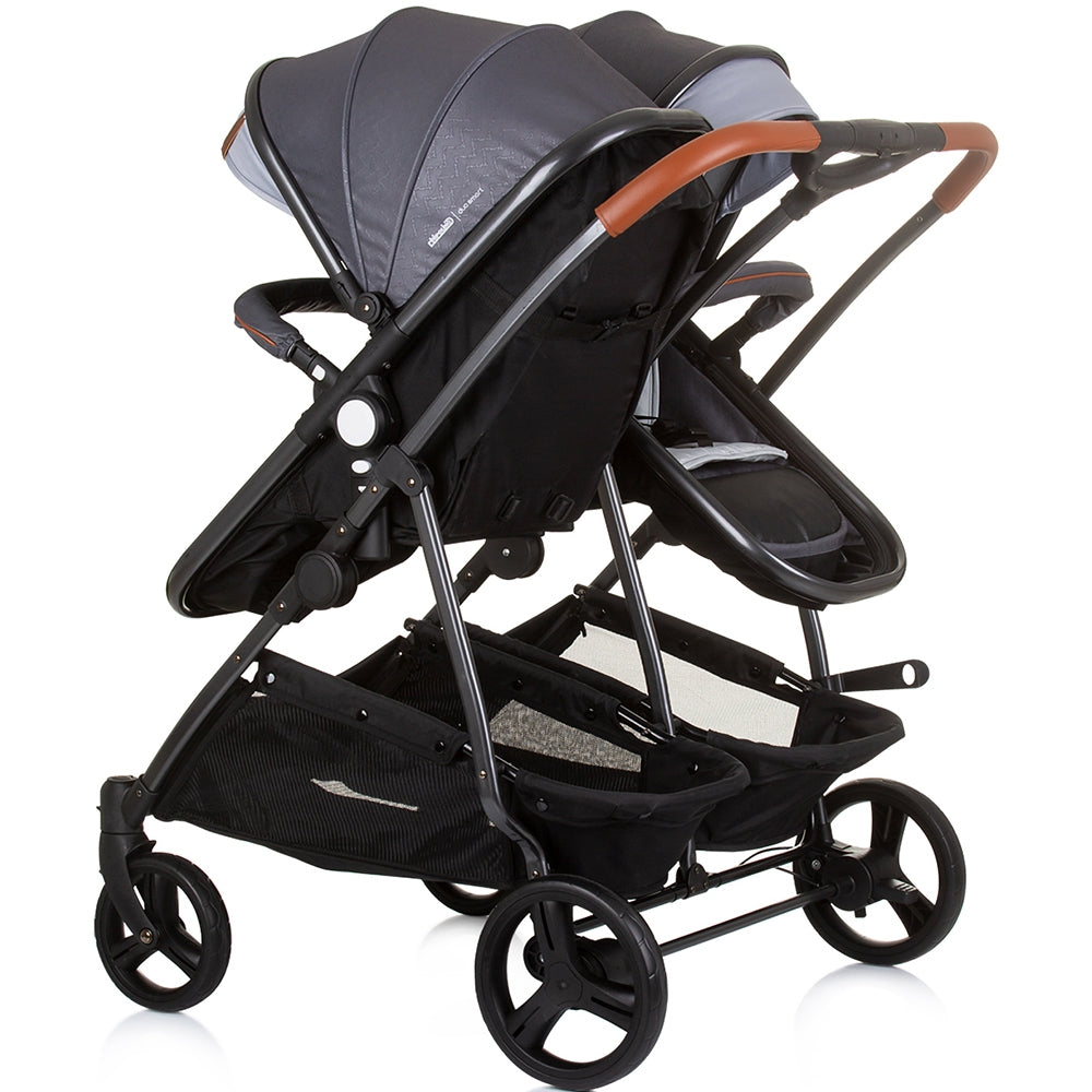 Carucior gemeni Chipolino Duo Smart 2 in 1 silver grey - gogobaby.ro