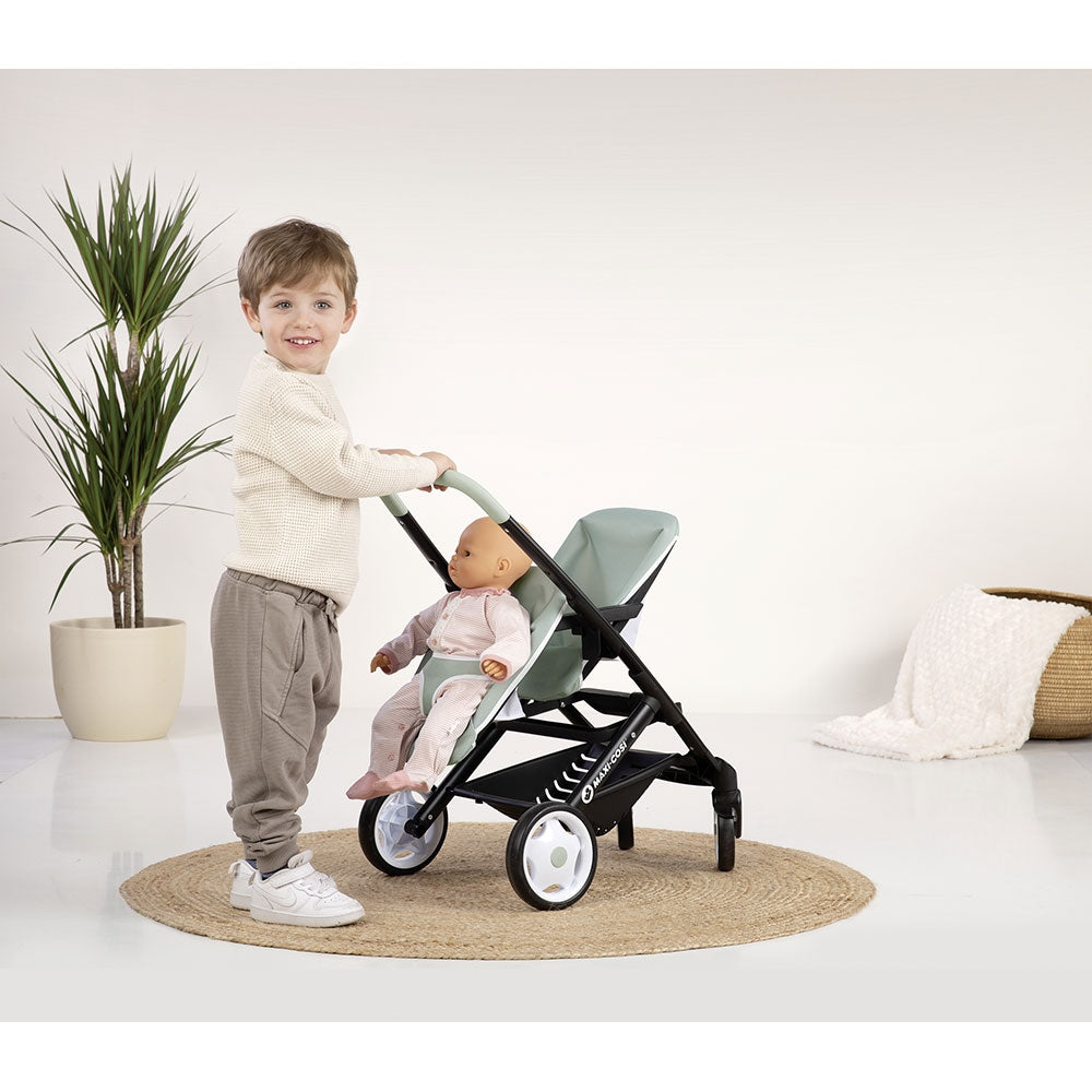 Carucior pentru papusi Smoby Maxi Cosi Twin albastru - gogobaby.ro