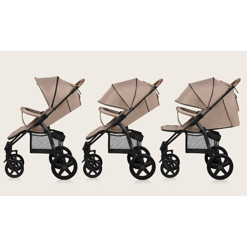 Carucior sport, Lionelo, Annet Plus, De la nastere, Cu accesorii si capotina XXL reglabila, 0 - 22 Kg, Conform cu standardele europene de securitate EN1888-1 si EN1888-2, Bej - gogobaby.ro