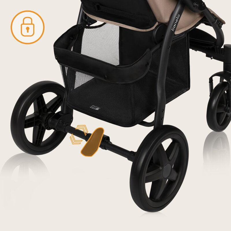 Carucior sport, Lionelo, Annet Plus, De la nastere, Cu accesorii si capotina XXL reglabila, 0 - 22 Kg, Conform cu standardele europene de securitate EN1888-1 si EN1888-2, Bej - gogobaby.ro