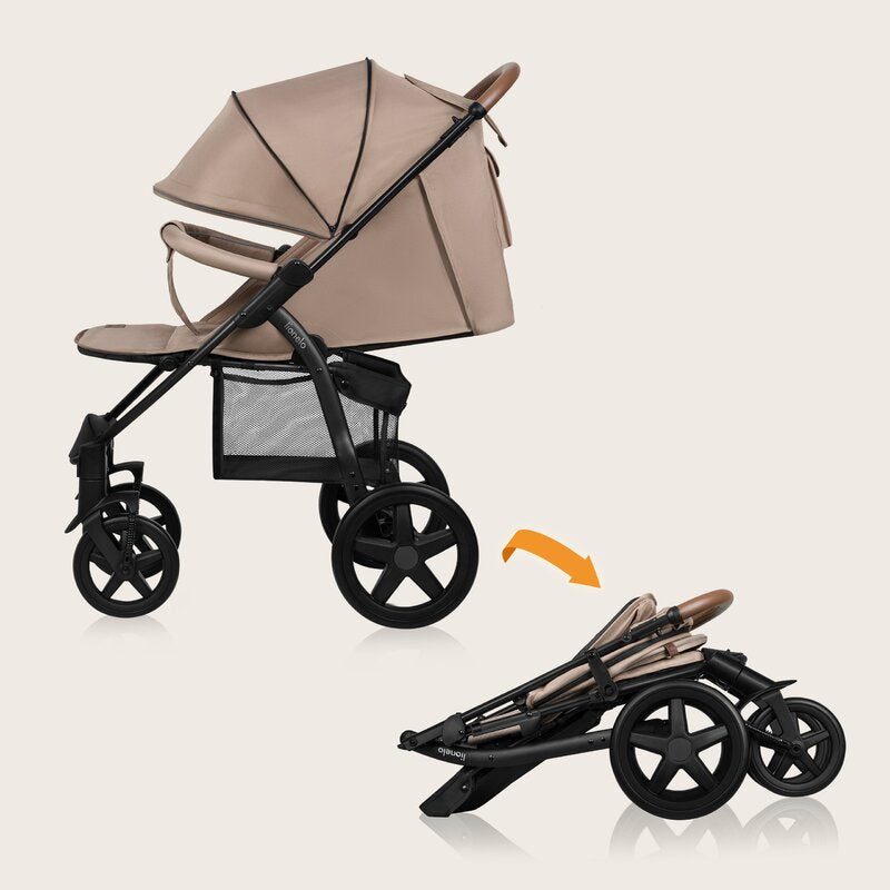 Carucior sport, Lionelo, Annet Plus, De la nastere, Cu accesorii si capotina XXL reglabila, 0 - 22 Kg, Conform cu standardele europene de securitate EN1888-1 si EN1888-2, Bej - gogobaby.ro