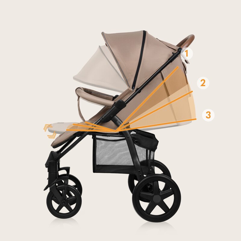 Carucior sport, Lionelo, Annet Plus, De la nastere, Cu accesorii si capotina XXL reglabila, 0 - 22 Kg, Conform cu standardele europene de securitate EN1888-1 si EN1888-2, Bej - gogobaby.ro