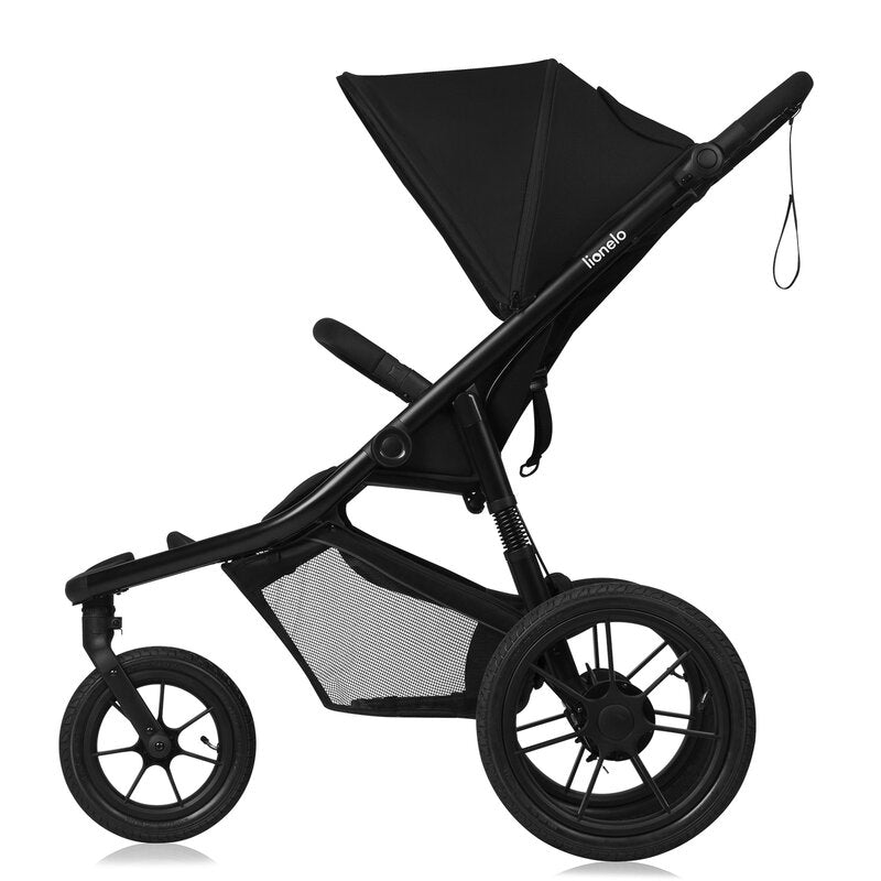 Carucior sport, Lionelo, Azura, Cu 3 roti, Cu baldachin XXL impermeabil, Pliere compacta, Pana la 22 kg, 6-48 luni, Conform cu standardele europene de securitate EN1888-1 si EN1888-2, Negru - gogobaby.ro