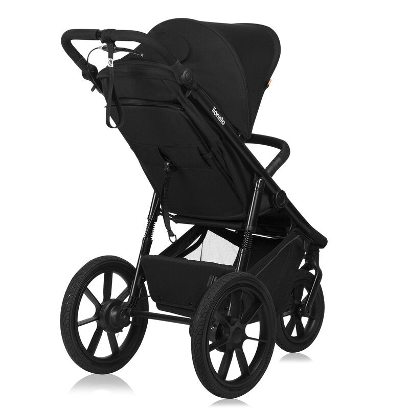 Carucior sport, Lionelo, Azura, Cu 3 roti, Cu baldachin XXL impermeabil, Pliere compacta, Pana la 22 kg, 6-48 luni, Conform cu standardele europene de securitate EN1888-1 si EN1888-2, Negru - gogobaby.ro