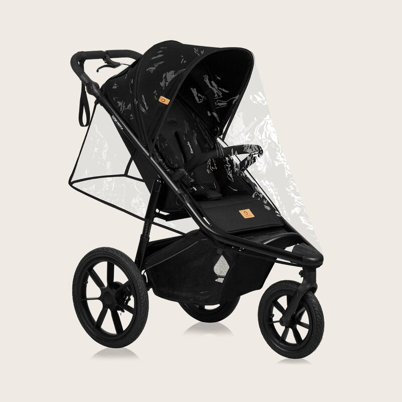 Carucior sport, Lionelo, Azura, Cu 3 roti, Cu baldachin XXL impermeabil, Pliere compacta, Pana la 22 kg, 6-48 luni, Conform cu standardele europene de securitate EN1888-1 si EN1888-2, Negru - gogobaby.ro