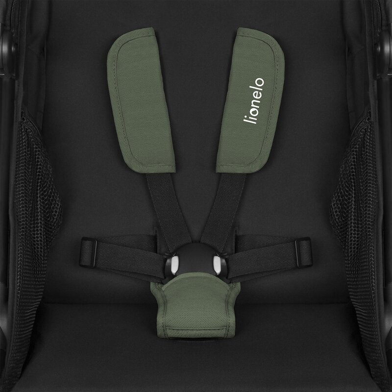 Carucior sport, Lionelo, Azura, Cu 3 roti, Cu baldachin XXL impermeabil, Pliere compacta, Pana la 22 kg, 6-48 luni, Conform cu standardele europene de securitate EN1888-1 si EN1888-2, Verde